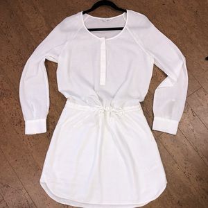 James Perse white standard cotton light weight dress with drawstring